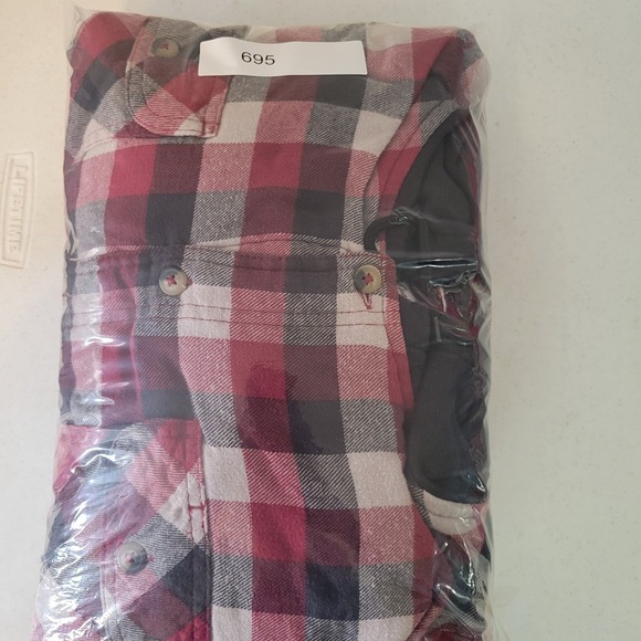 Wrangler Red Black White Plaid Flannel Quilted Lined Hooded Shirt Jacket Men 3XL - Picture 16 of 16